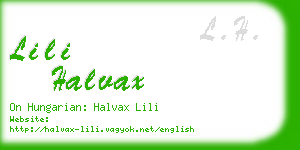 lili halvax business card